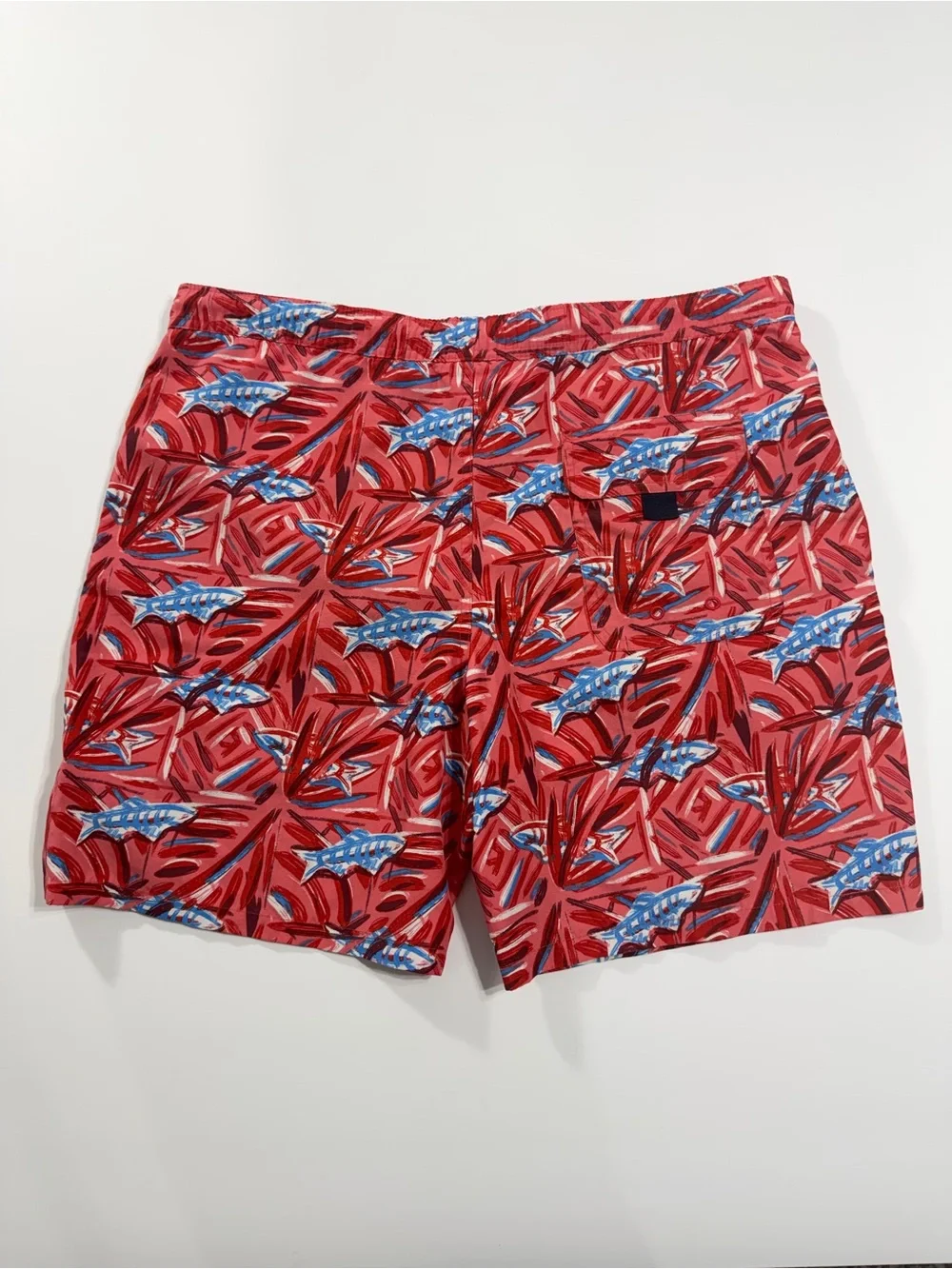 Vineyard Vines Chappy Fish Print Swim Trunks S Red